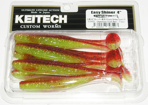 Keitech Easy Shiner 4' Chartreuse Silver Red