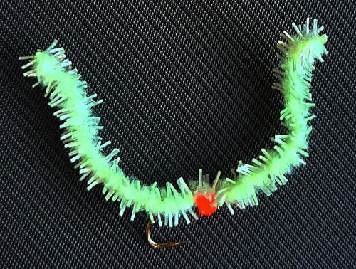 Chewing Chenille Worm fluorscent + Tungsten-Perle