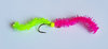 Chewing Chenille Worm pink/chartreuse + Tungsten-Perle